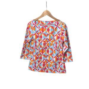 J Mclaughlin Catalina Boat Neck Knit Top Size S Geometic